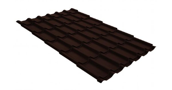 Металлочерепица классик GL 0,5 GreenCoat Pural Matt RR 887 шоколадно-коричневый (RAL 8017 шоколад) купить в Хабаровске