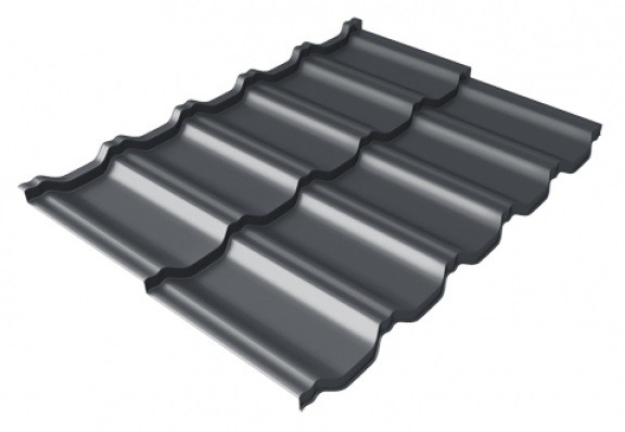 Металлочерепица модульная Квинта Uno Grand Line c 3D резом 0,5 Satin Мatt RAL 7024 мокрый асфальт купить в Хабаровске