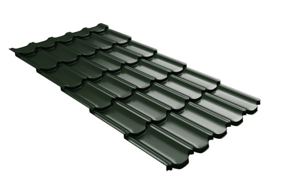 Металлочерепица квинта плюс с 3D резом 0,5 GreenСoat Pural Matt RR 11 темно-зеленый (RAL 6020 хромовая зелень) купить в Хабаровске