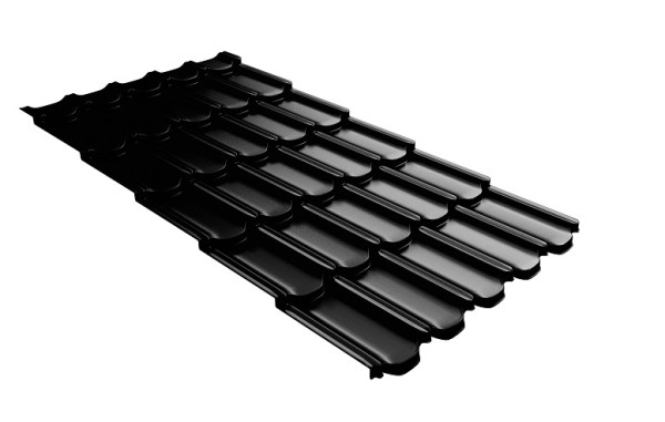 Металлочерепица квинта плюс с 3D резом 0,5 GreenСoat Pural Matt RR 33 черный (RAL 9005 черный) купить в Хабаровске