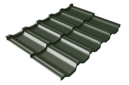 Металлочерепица модульная Квинта Uno Grand Line c 3D резом 0,5 GreenСoat Pural Matt RR 11 темно-зеленый (RAL 6020 хромовая зелень) купить в Хабаровске