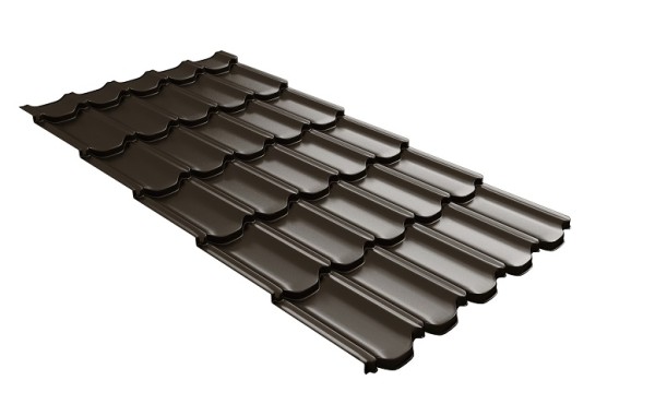 Металлочерепица квинта плюс с 3D резом 0,5 GreenСoat Pural RR 32 темно-коричневый (RAL 8019 серо-коричневый) купить в Хабаровске