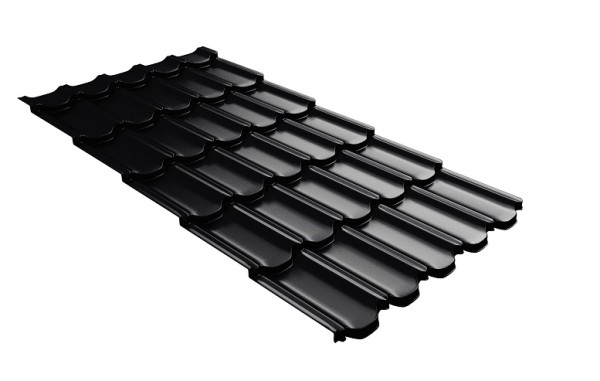 Металлочерепица квинта плюс с 3D резом 0,5 Quarzit lite RAL 9005 черный купить в Хабаровске