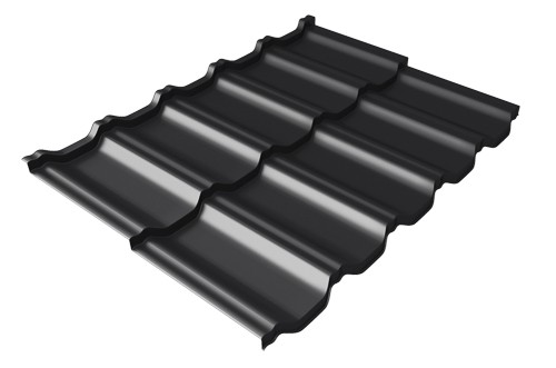 Металлочерепица модульная Квинта Uno Grand Line c 3D резом 0,5 Satin Мatt RAL 9005 черный купить в Хабаровске