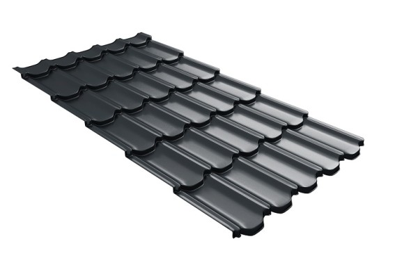 Металлочерепица квинта плюс с 3D резом 0,5 Satin RAL 7016 антрацитово-серый купить в Хабаровске