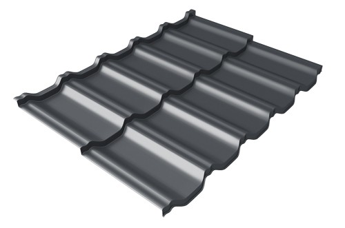 Металлочерепица модульная Квинта Uno Grand Line c 3D резом 0,5 Satin RAL 7024 мокрый асфальт купить в Хабаровске